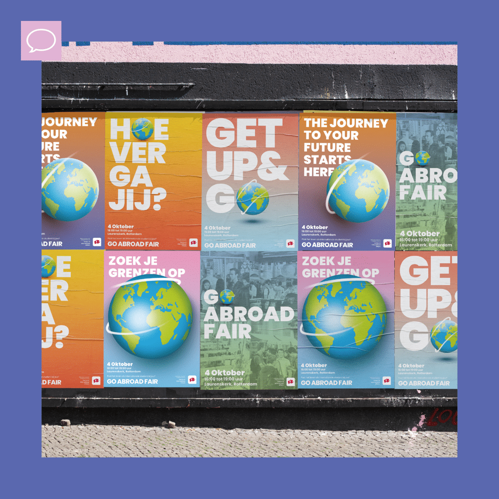 Posters en social media Go Abroad Fair - trichis content en creatie